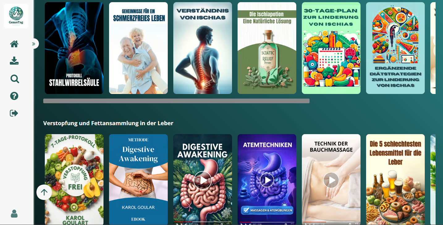 Mockup der digitalen Plattform für natürliche Gesundheitsprotokolle
